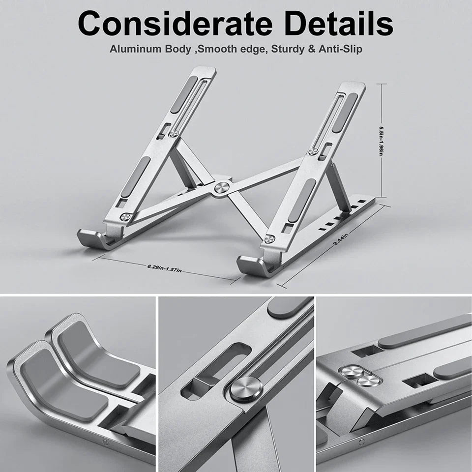 Folding Adjustable Aluminum Laptop Stand + FREE POUCH Martendar