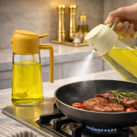 2-in-1 Leakproof Oil Dispenser Bottle – 500ml Kitchen Oil & Vinegar Pourer