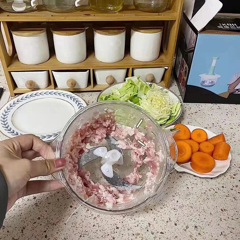 Manual Food Chopper & Mixer – Dual Blade System | 1.5L & 2L | No Electricity