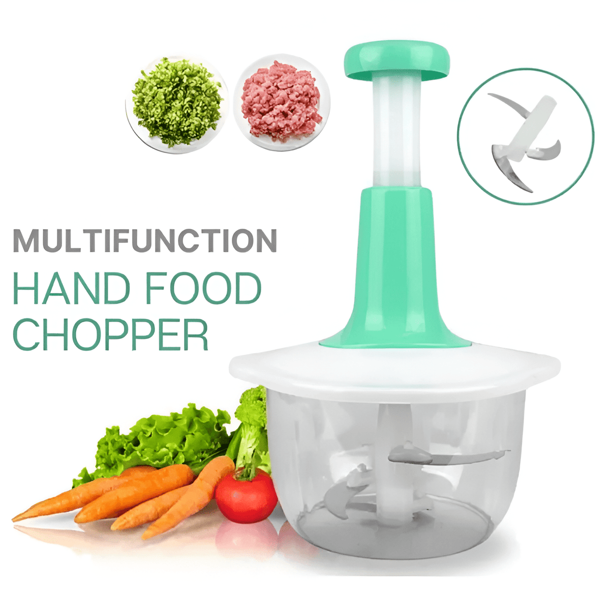 Manual Food Chopper & Mixer – Dual Blade System | 1.5L & 2L | No Electricity