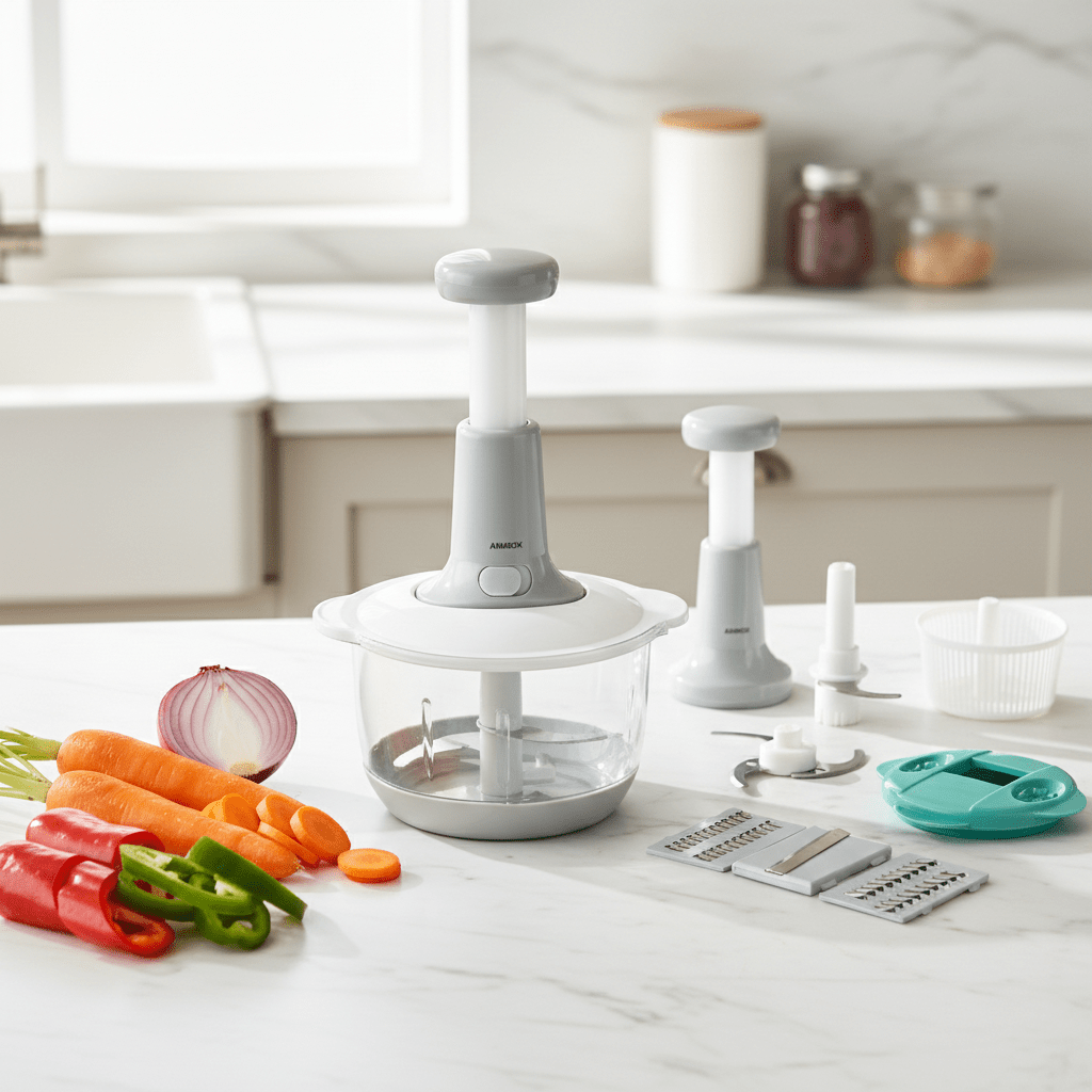 9-in-1 Manual Chopper – Vegetable, Meat & Salad Cutter with Blender & Shredder Martendar