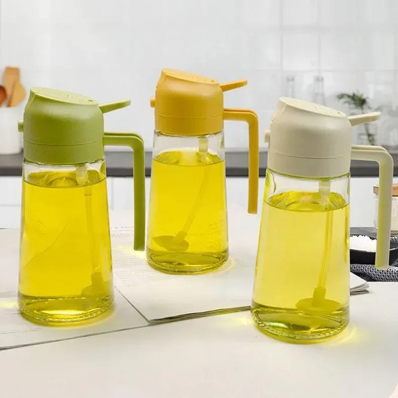 2-in-1 Leakproof Oil Dispenser Bottle – 500ml Kitchen Oil & Vinegar Pourer