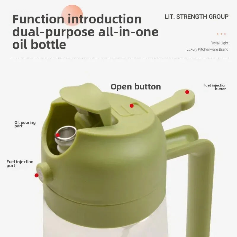2-in-1 Leakproof Oil Dispenser Bottle – 500ml Kitchen Oil & Vinegar Pourer