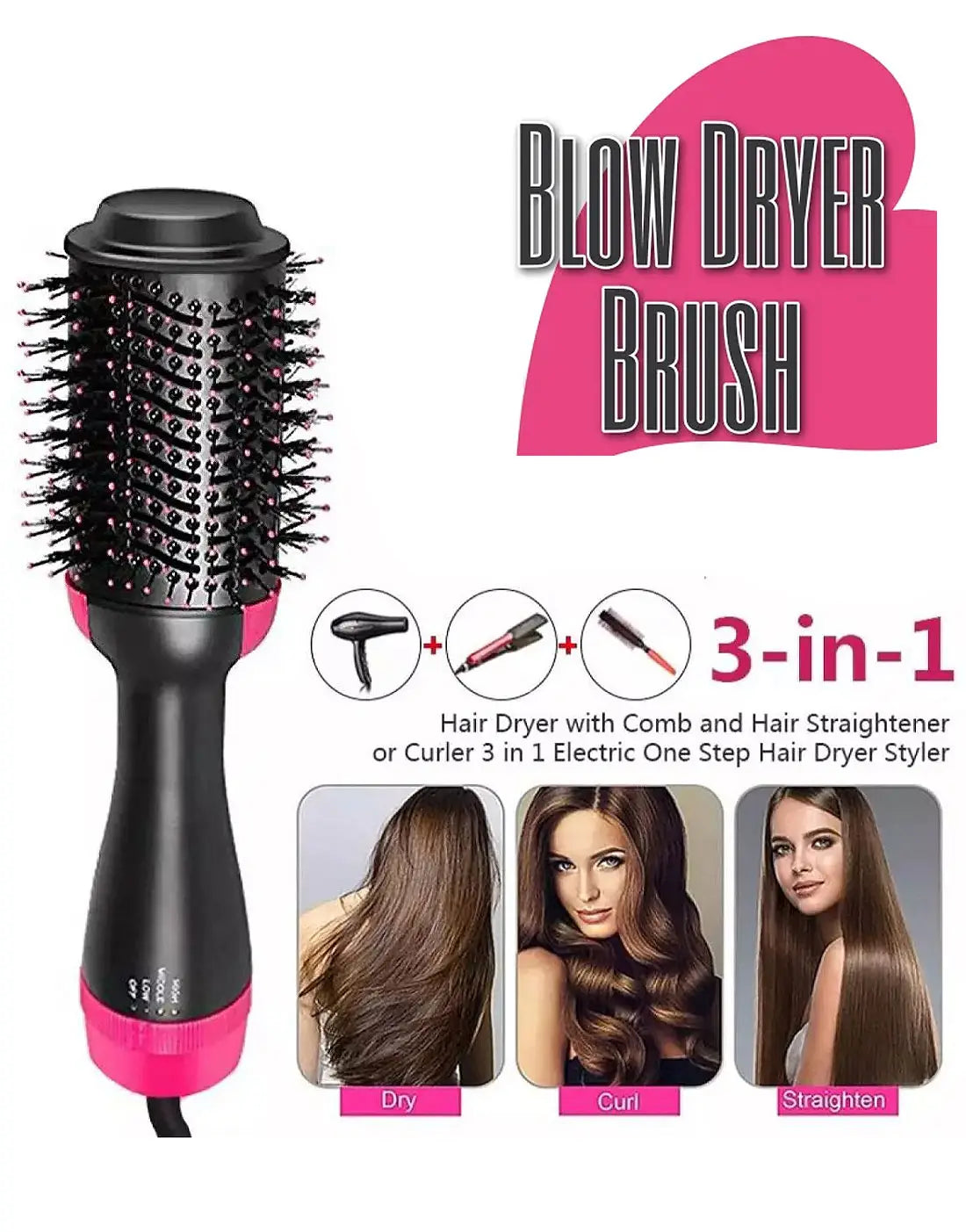 One Step Hot Air Brush – Best Blow Dryer Brush, Hair Straightener & Styler
